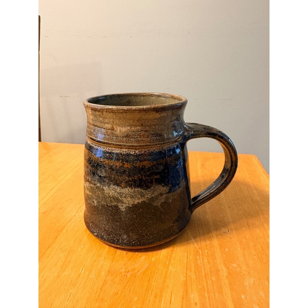 K. Neyman Studio Pottery Mug Signed Handcrafted Stoneware Earth Tone Glaze
